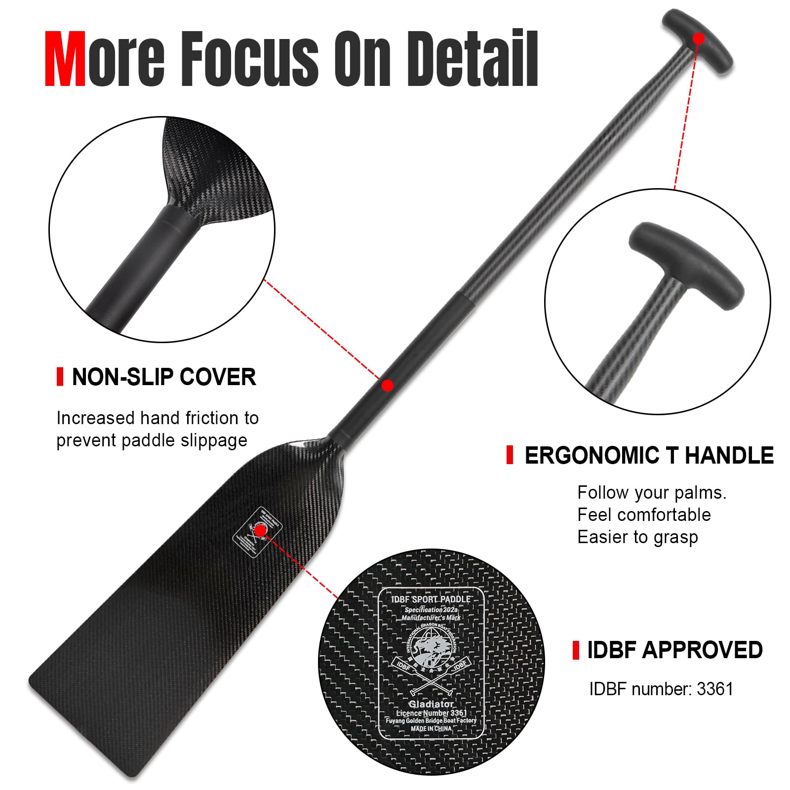 Premium Full Carbon Fiber Dragon Boat Paddles - Lightweight & Durable IDBF Approved Racing Paddle (117/120/122/125cm) with Protective Paddle Bag - Perfect for Competitive Dragon Boat Racing, Team Training, and Water Sports Enthusiasts