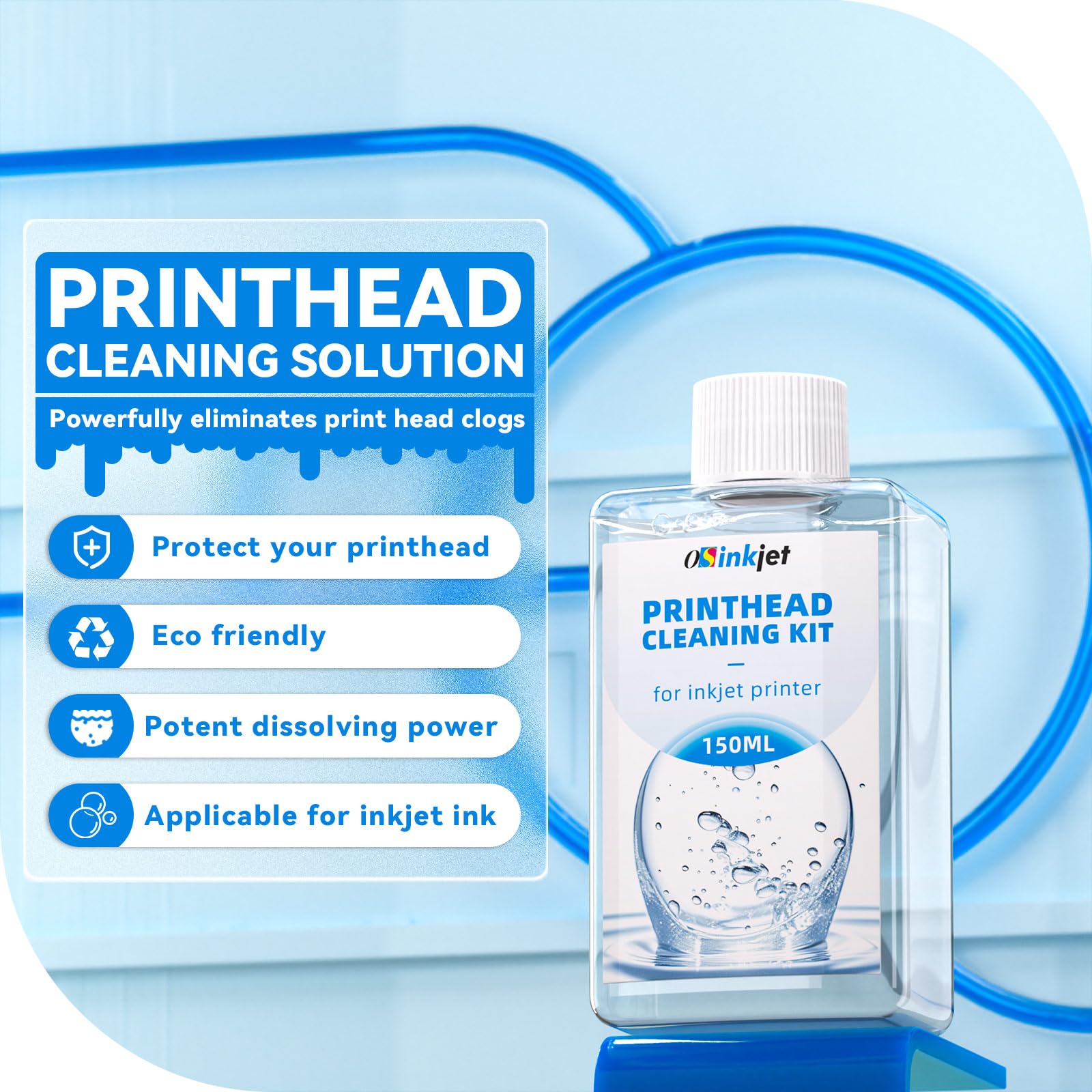 Epson HP Canon Printer Head Cleaning Kit - 150ml Nozzle Cleaner Solution for Inkjet Printers | Printhead Maintenance & Deep Cleaning for Home Office Use
