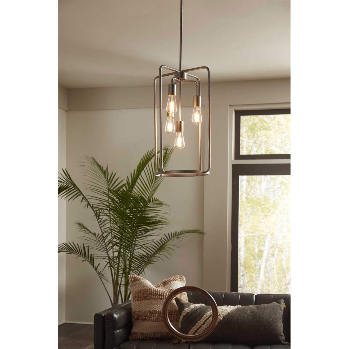 Progress Lighting Bonn Collection 4-Light Farmhouse Pendant Light - Galvanized Metal Finish for Kitchen Island, Dining Room or Entryway Lighting