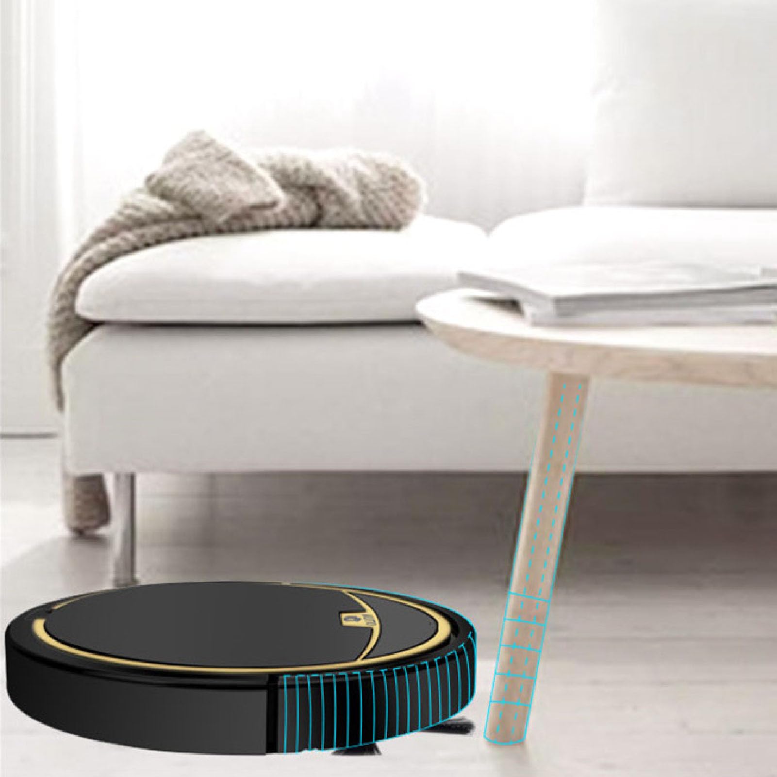 Smart Robot Vacuum Cleaner for Pet Hair, Low Carpet & Hard Floors - Multi-Surface Cleaning with 32x35cm Water Tank (Black) - Perfect for Home, Office & Pet Owners