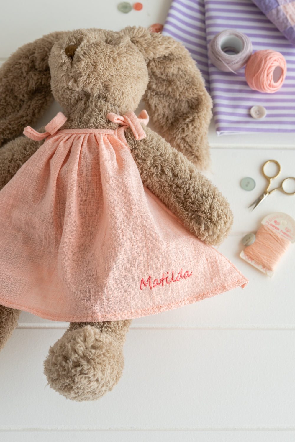 Personalized Mrs Honey Bunny Plush Toy - Soft Baby Pink Stuffed Animal for Easter Gifts, Baby Showers & Nursery Decor
