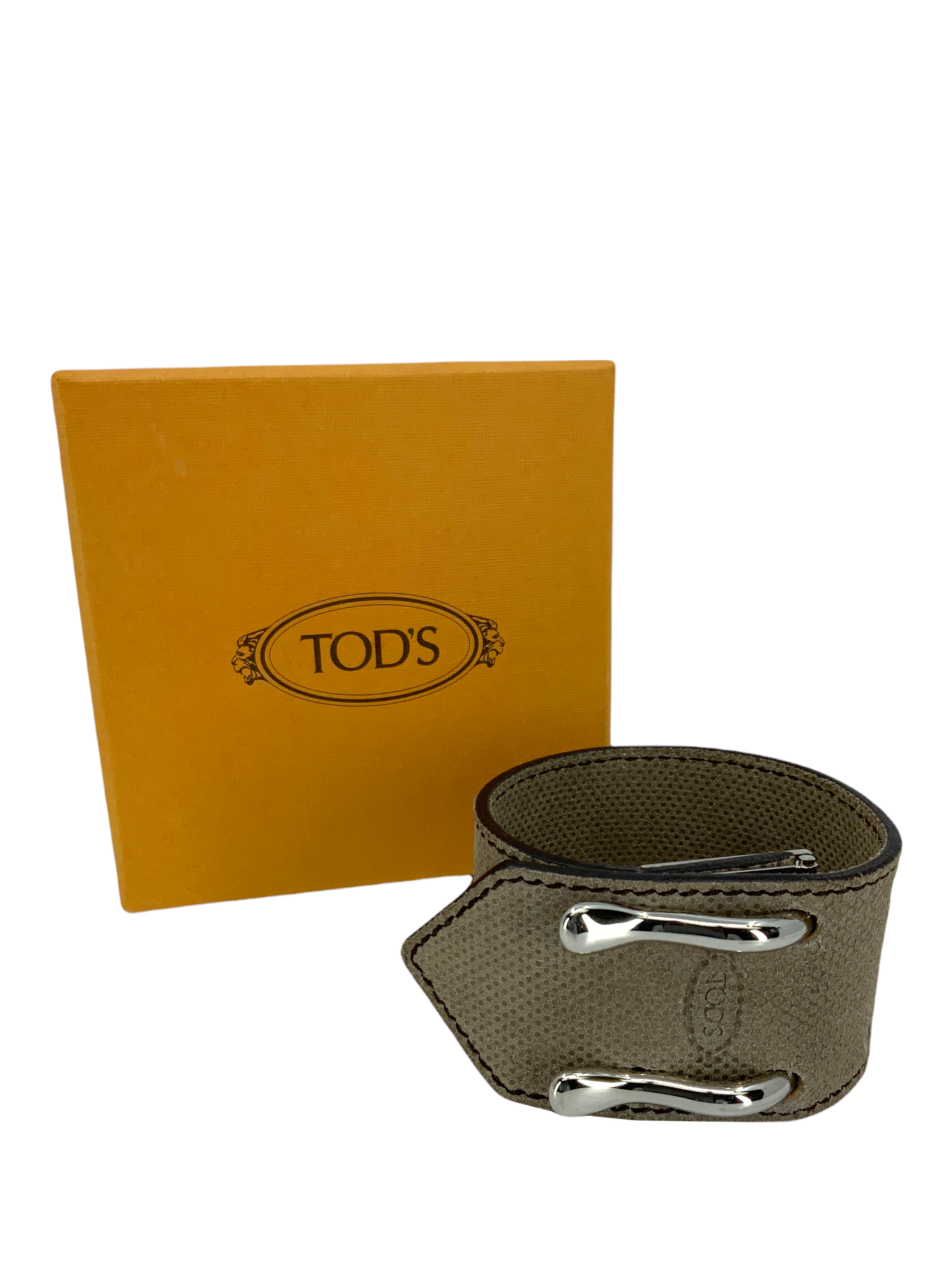 Tod's Genuine Leather Double Hook Cuff Bracelet for Women - Elegant Adjustable Wristband for Casual & Formal Occasions