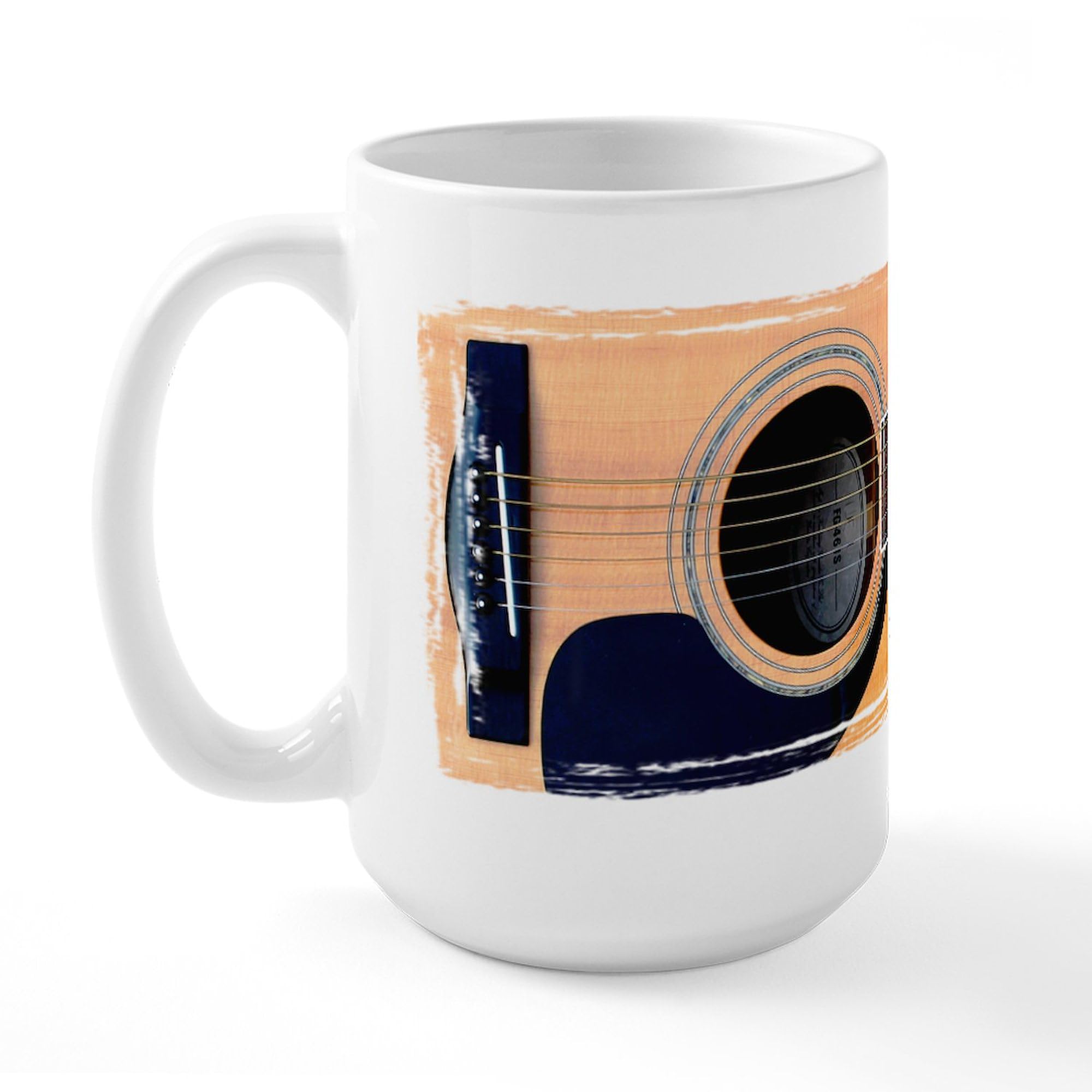 Acoustic Guitar Large Coffee Mug - 15 oz White Ceramic Cup for Tea, Coffee & Hot Drinks - Perfect for Musicians, Guitar Lovers & Office Use