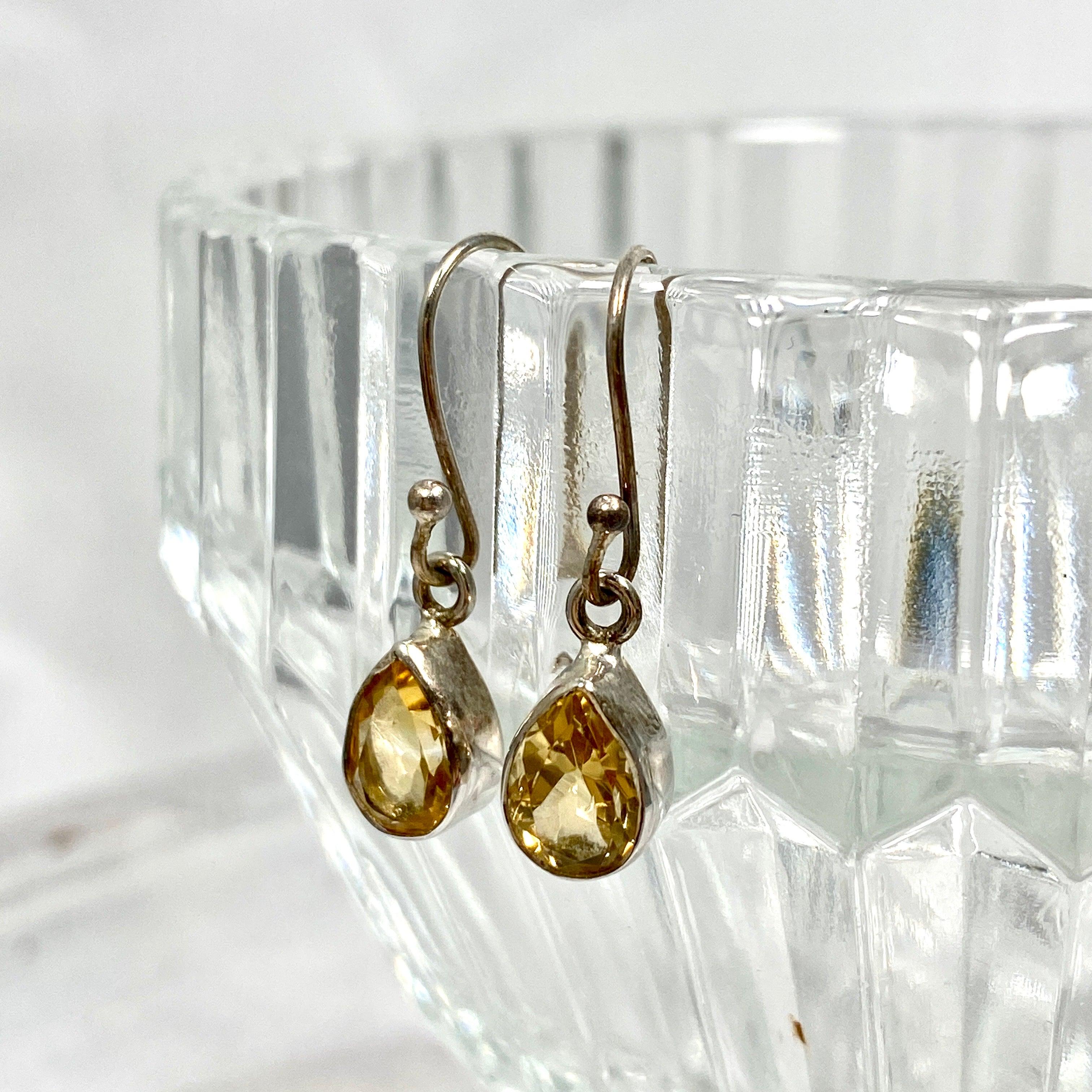 Citrine Petite Teardrop Faceted Earrings R2363 CTD - Elegant Dainty Jewelry for Women, Perfect for Weddings, Parties & Everyday Wear
