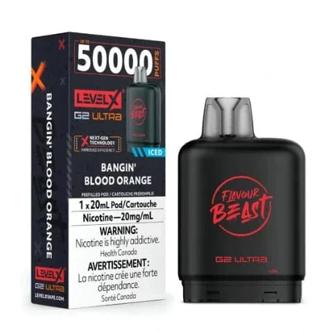 Flavour Beast Level X G2 Ultra Pods - 50,000 Puffs, 20mL E-Liquid, All Flavors | Long-Lasting Vape Pods for All-Day Use | Perfect for Travel, Work & Social Events