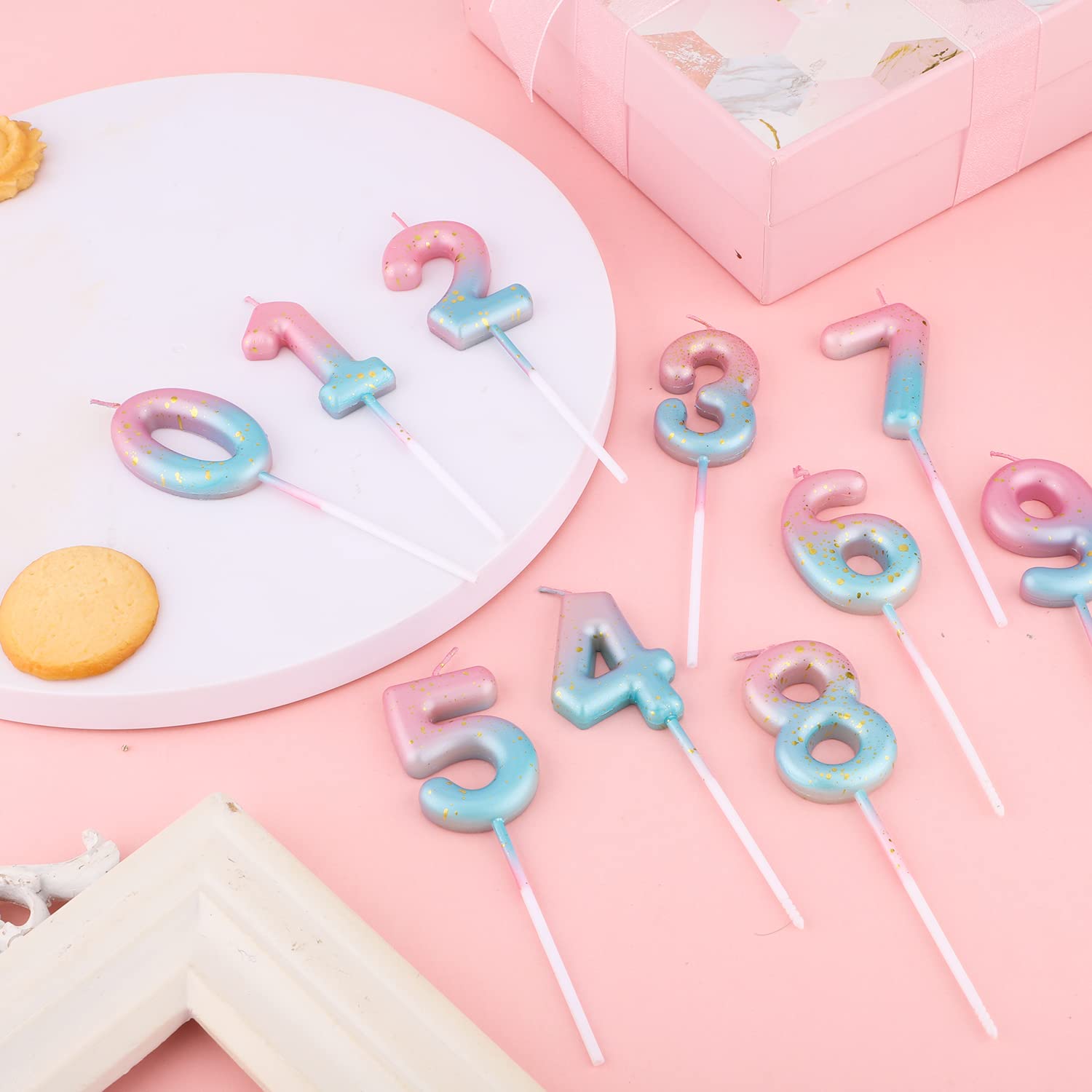 Pink Blue Gradient Birthday Number & Letter Candles for Cake Decorations - Perfect for Birthday Parties, Anniversaries, and Special Celebrations