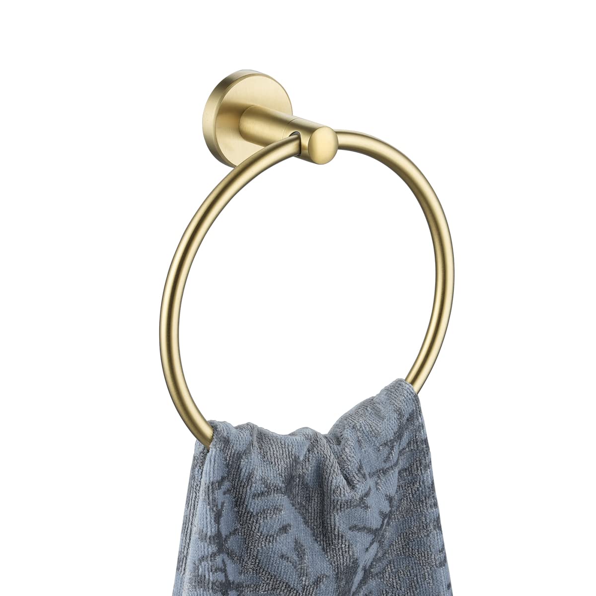 JQK Brass Gold Towel Ring - 304 Stainless Steel Bathroom Hand Towel Holder - Wall Mounted Brushed Gold Finish (TR130-BG) - Perfect for Modern Bathroom & Powder Room Decor