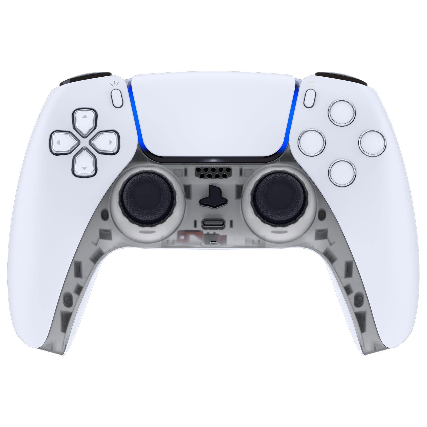 eXtremeRate Clear Black Replacement Shell & Accent Rings for PS5 Controller (BDM-010/020/030/040/050) - Customize Your Gaming Experience at Home or Tournaments