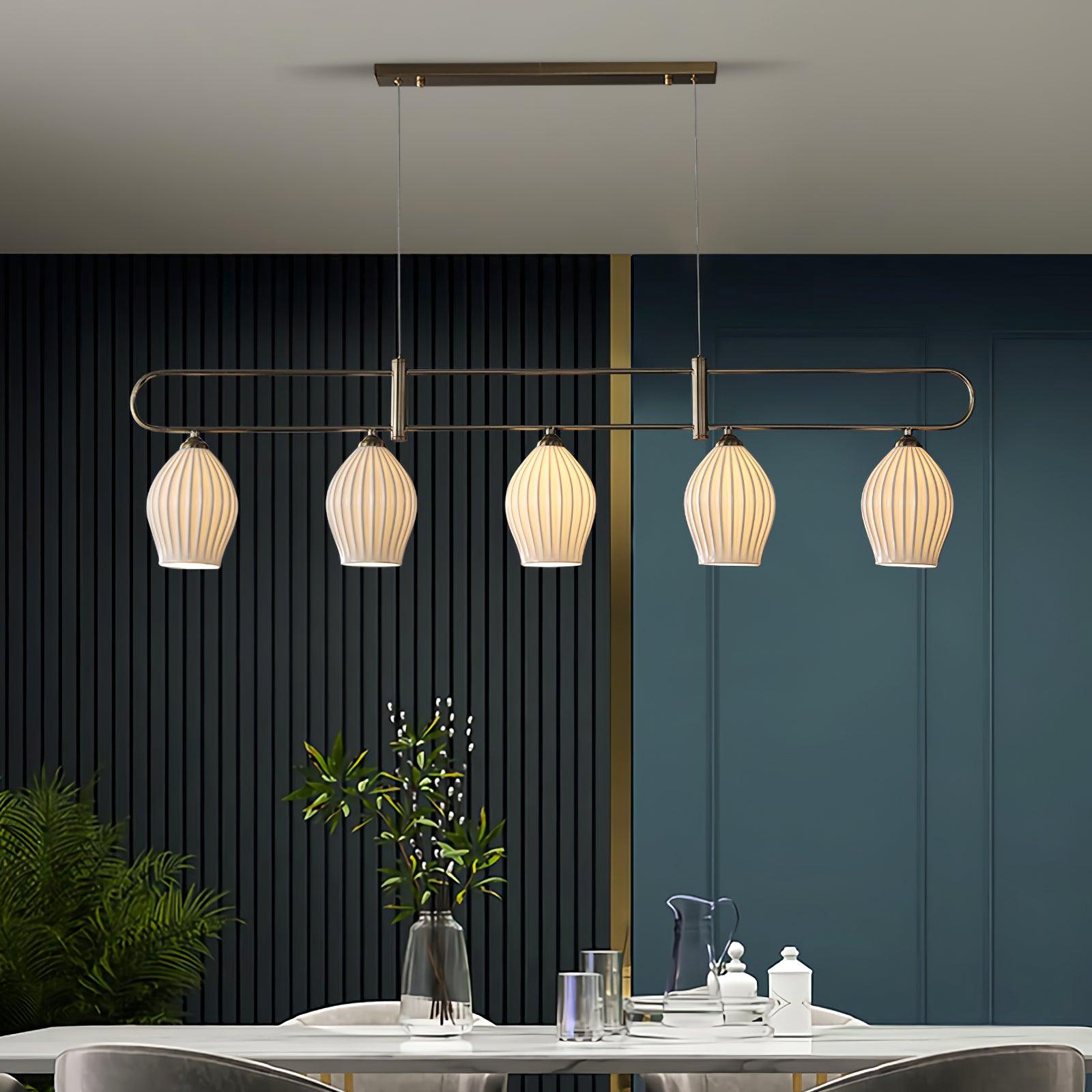Modern Fin Pendant Light - Adjustable Hanging Ceiling Lamp for Kitchen Island, Dining Room & Bedroom | Industrial Style Lighting Fixture with Vintage Edison Bulbs