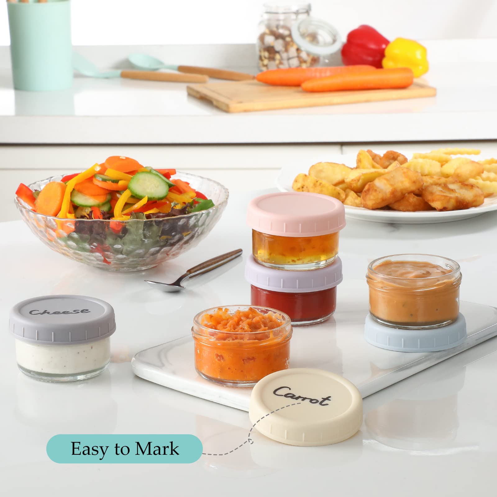 VITEVER 6-Pack 2.7oz Leakproof Salad Dressing Containers - Reusable Condiment Cups for Lunch Box & Travel