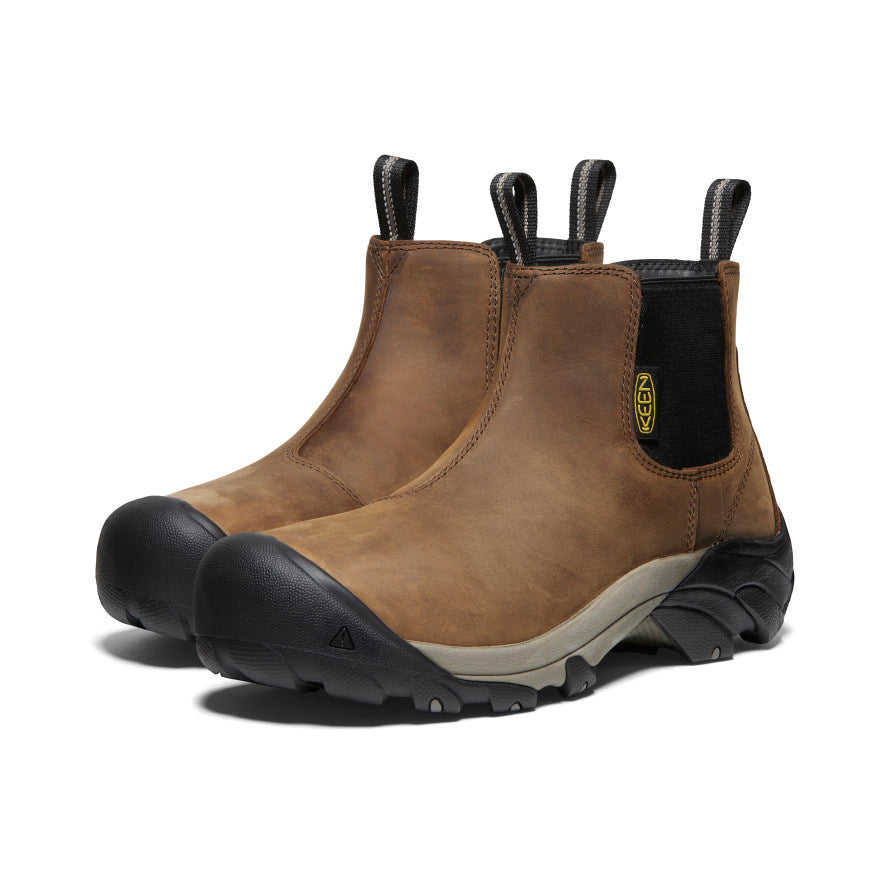 Men's Lansing Steel Toe Chelsea Boots - Dark Earth & Black Work Boots for Construction, Warehouse & Outdoor Safety