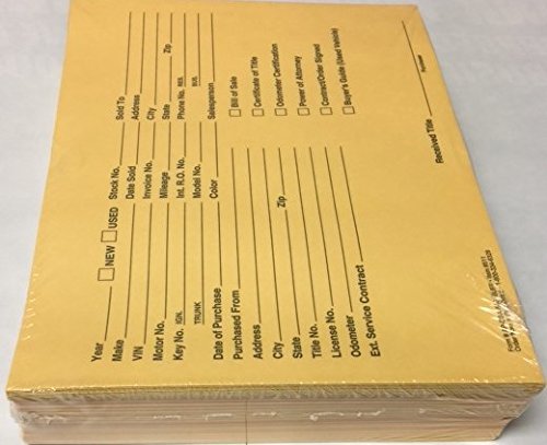 500 Pre-Printed Vehicle Deal Envelopes - Buff Deal Jackets for Auto Dealerships | Bulk Car Sales Contracts & Paperwork Organization | Perfect for Auto Finance Documents & Dealership Office Supplies