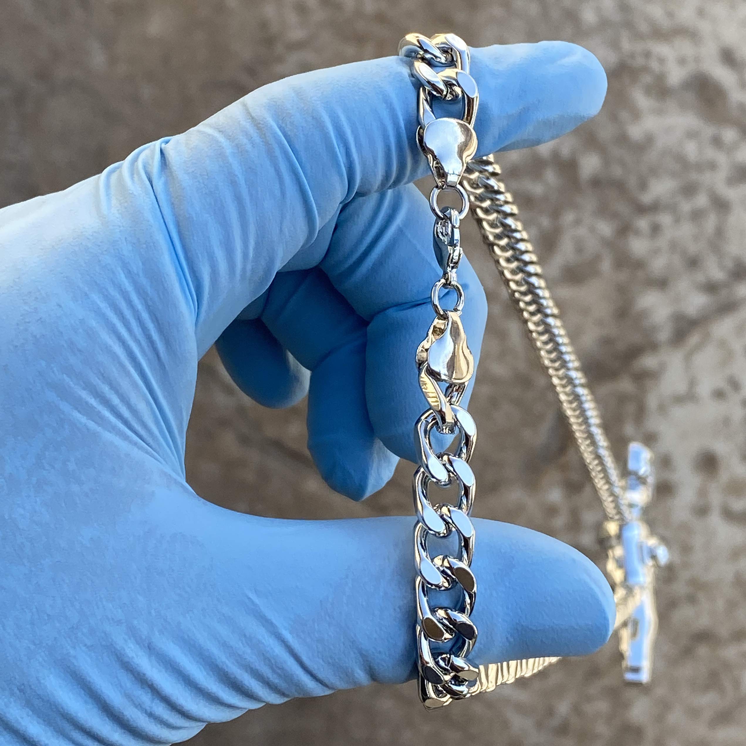 Bling Cartel Large Silver Tone Praying Hands Pendant Necklace - 30