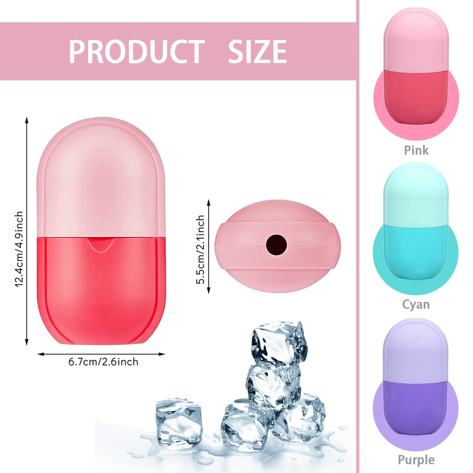 Pink Ice Roller for Face & Eye - Cooling Facial Massager, Gua Sha Tool & Skin Care Ice Mold - Reduce Puffiness, Dark Circles & Wrinkles - Perfect for Morning Routine, Post-Workout Recovery & Spa Day