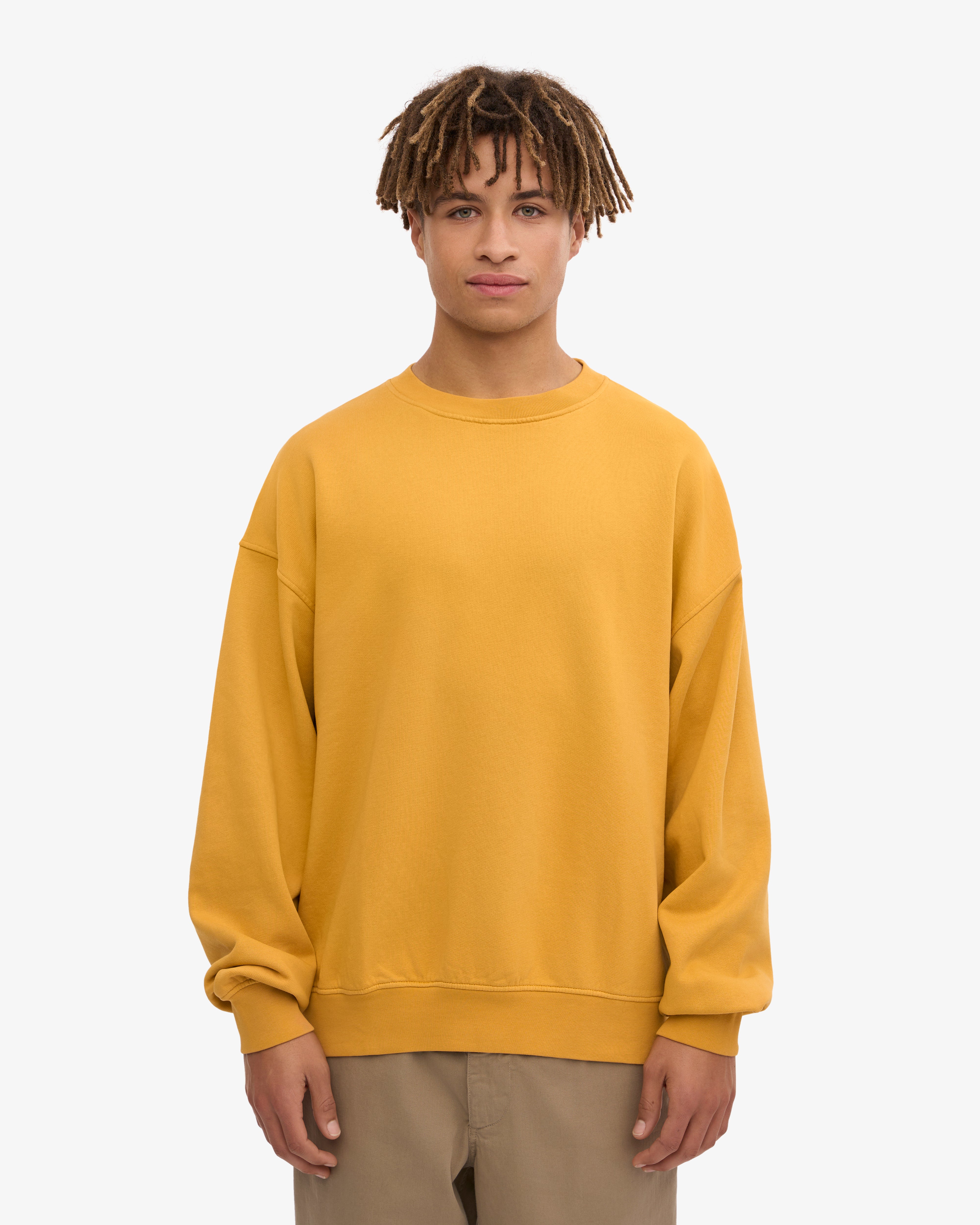 Organic Oversized Crew Neck Sweatshirt - Soft & Comfortable Burned Yellow Pullover for Women & Men | Perfect for Casual Wear, Loungewear & Street Style Fashion