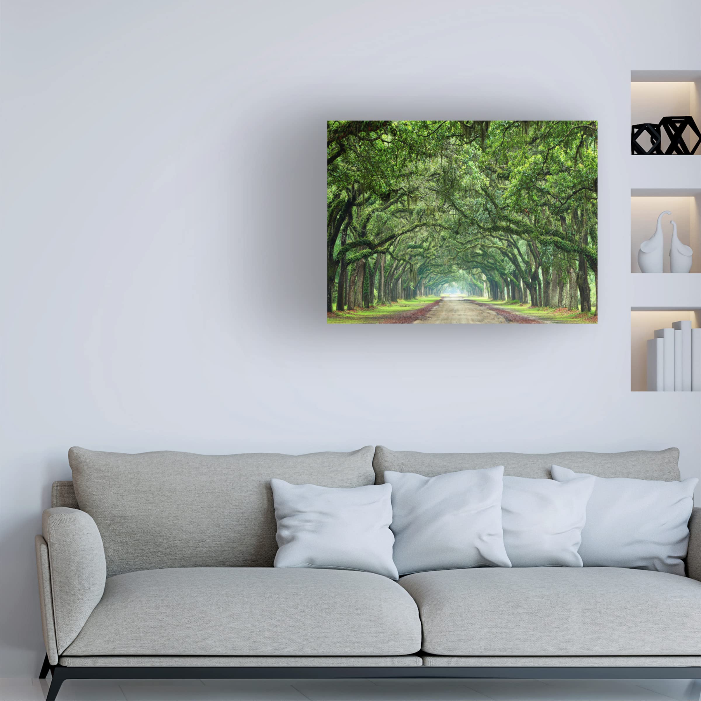 James McLoughlin 'Canopy Road VI' Canvas Wall Art Print - 35x47 Inches - Modern Landscape Painting for Living Room, Bedroom & Office Decor