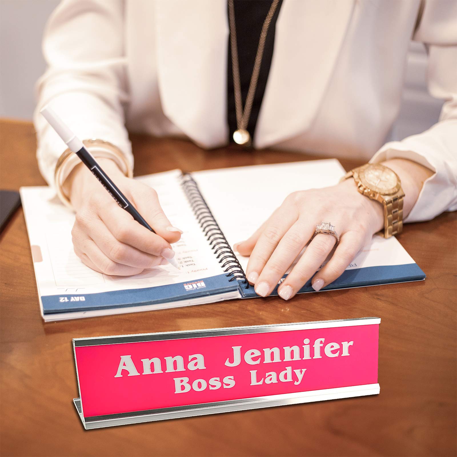 Custom Engraved Personalized Name Plate - 2x8 Inches - Wall or Desk Holder - Perfect for Office, Home Decor & Gifts