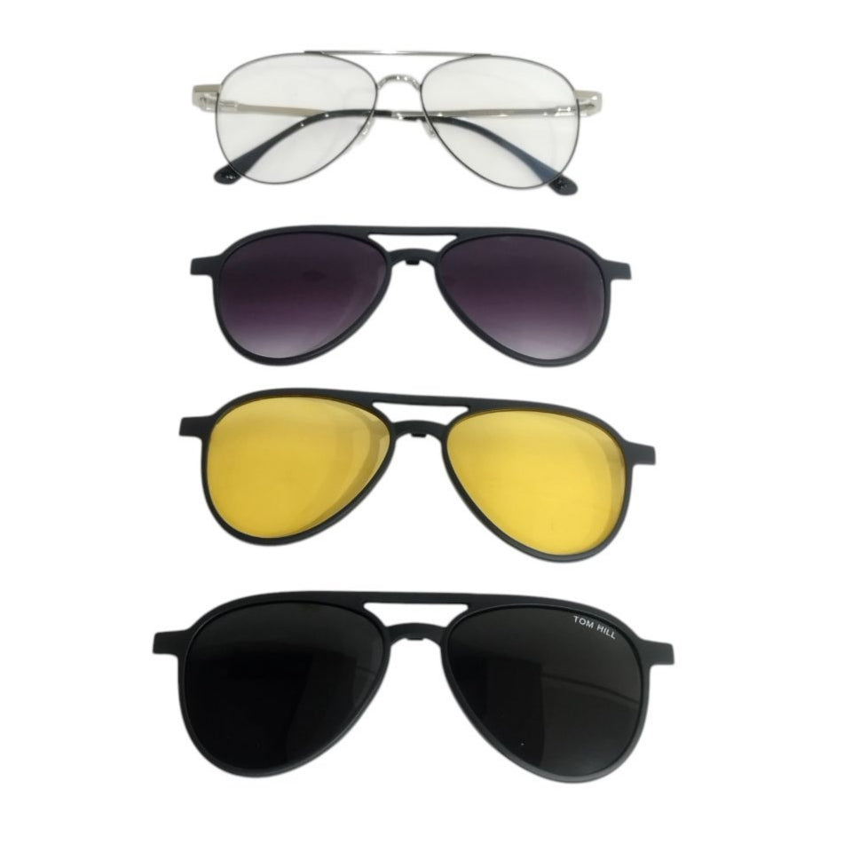 Pilot Metal Magnetic Clip On Sunglasses 6116 - UV Protection, Lightweight & Durable for Driving, Reading & Outdoor Activities
