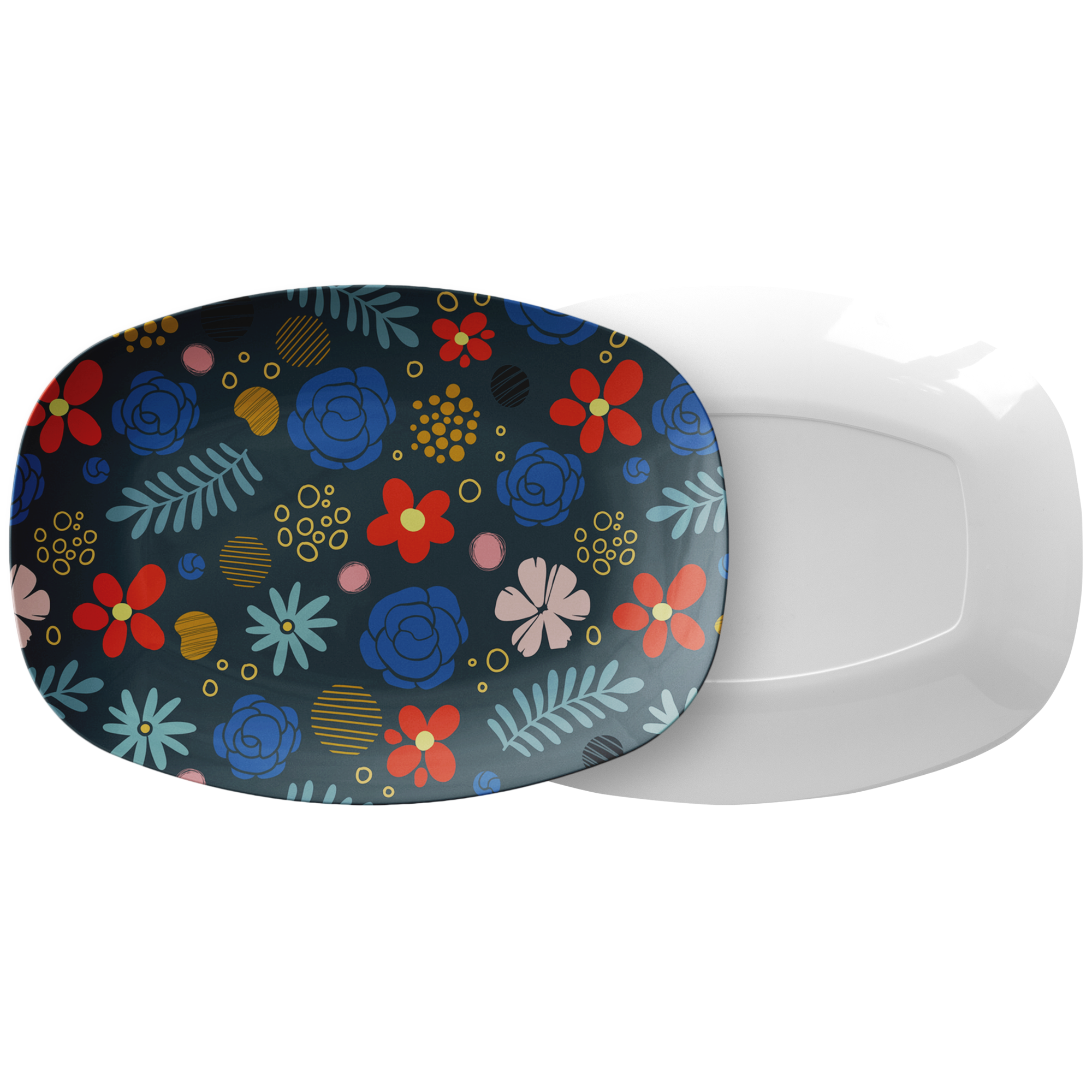 Elegant Floral Plastic Serving Tray - Large Decorative Party Platter for Entertaining, Appetizers & Desserts - Perfect for Weddings, Baby Showers & Holiday Gatherings
