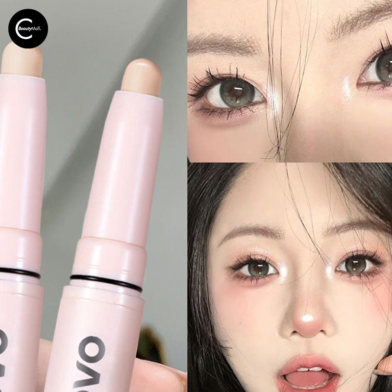 NOVO Dual Ended Highlighter & Concealer Pen - Creamy Makeup Stick for Face Contouring & Brightening - Perfect for Everyday Glam & Photo Shoots