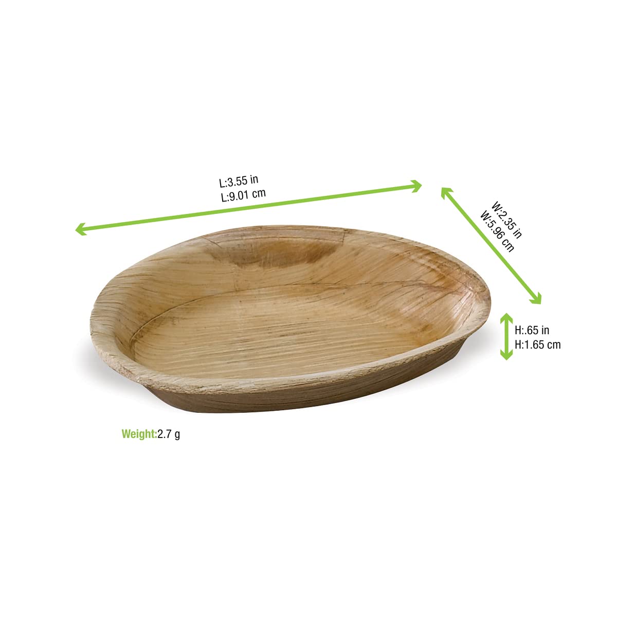 Eco-Friendly Oval Palm Leaf Disposable Plates - 100-Pack Biodegradable Egg-Shaped Dinnerware for Parties, Events & Picnics - Microwave Safe (3.5 x 2.4 x 0.6 Inches) - Sustainable Tableware for Weddings, BBQs & Outdoor Dining