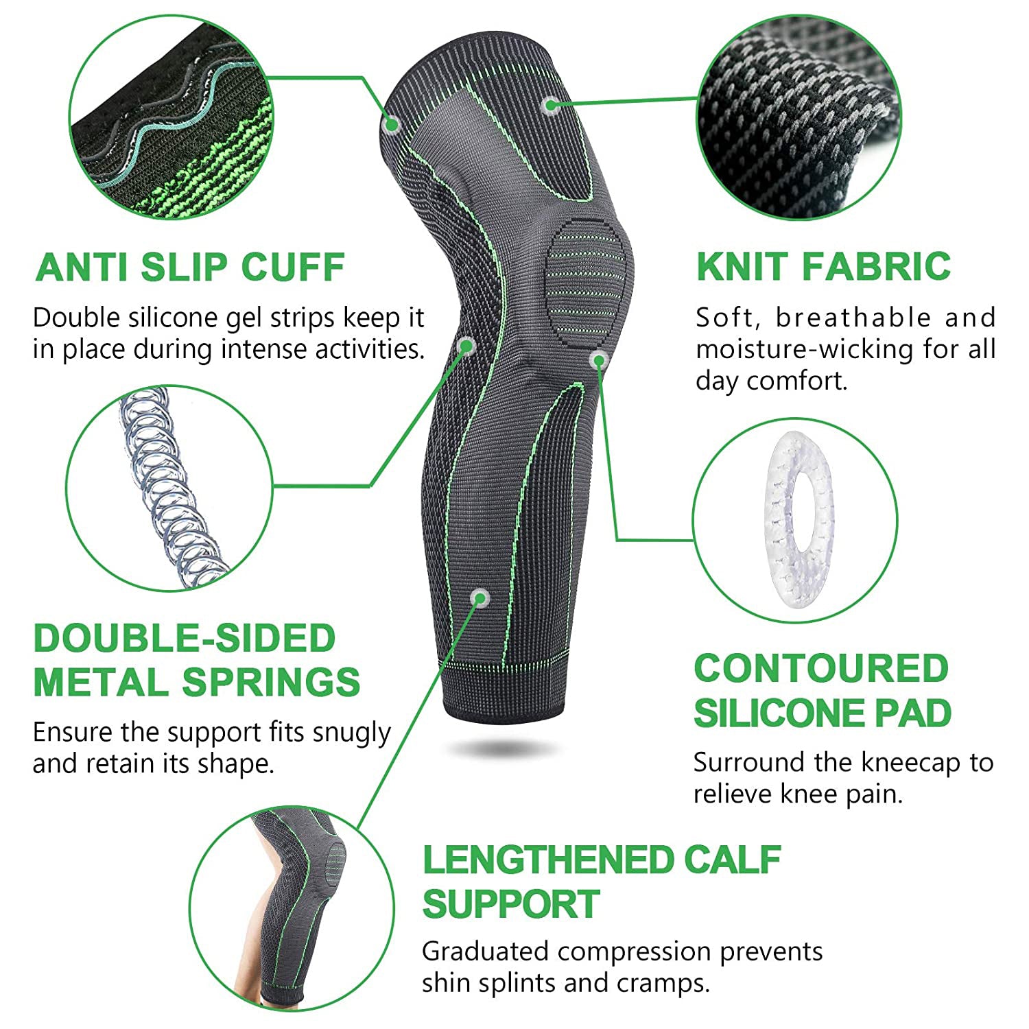 Evertone Titanium Flex Full Leg Compression Sleeve - Best for Running, Sports & Recovery - Knee Support for Athletes & Active Lifestyles