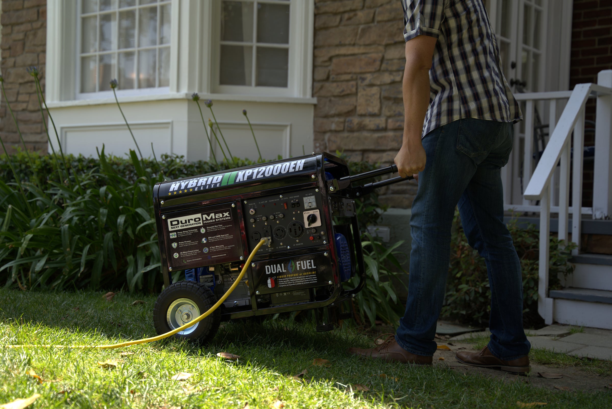 12,000 Watt Dual Fuel Portable Generator - Gas & Propane Powered for Home Backup, Camping & Outdoor Use