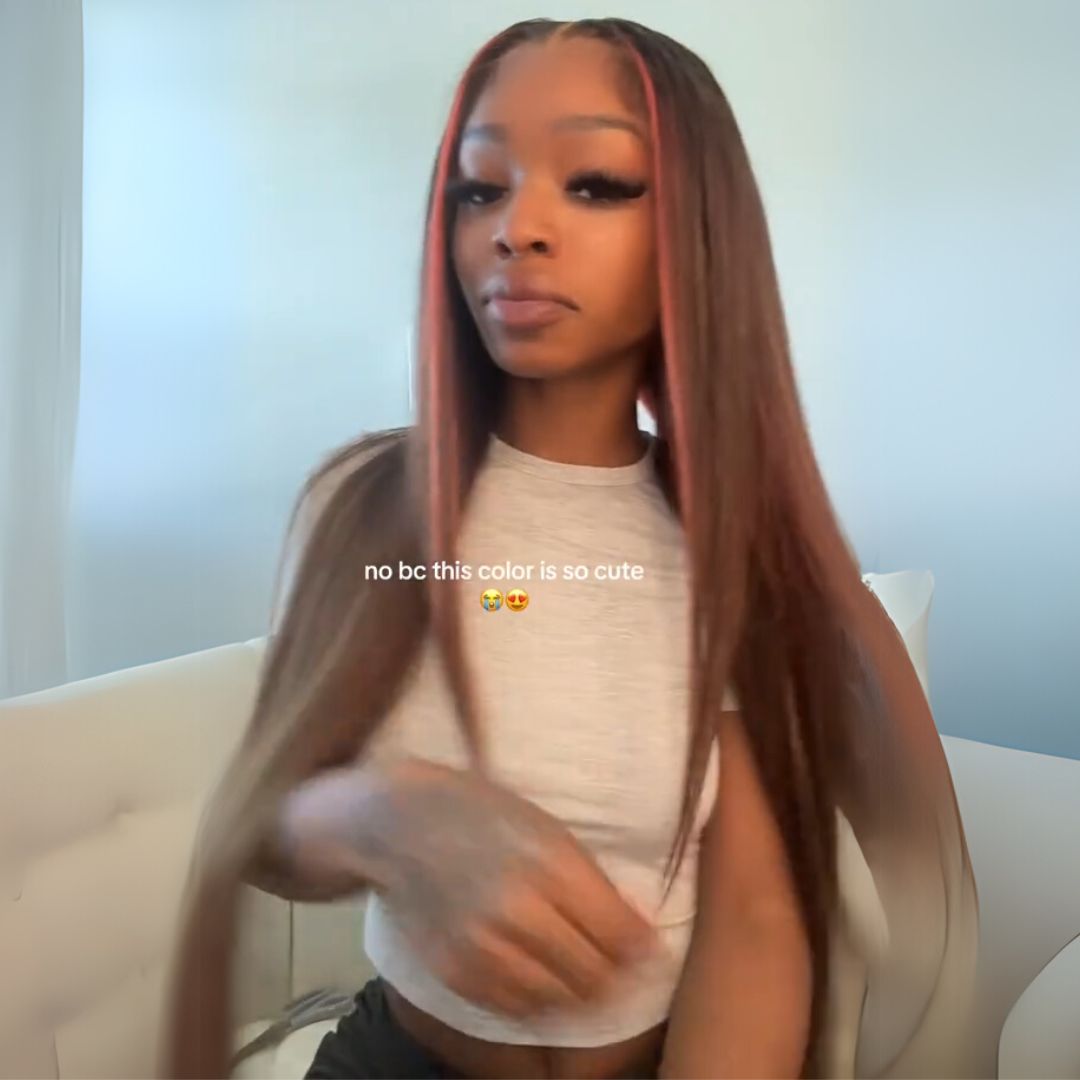 Eullair Brown & Orange Yellow Mixed Human Hair Lace Front Wig - Body Wave Glueless Wig for Women (EW009) | Perfect for Cosplay, Parties & Daily Wear