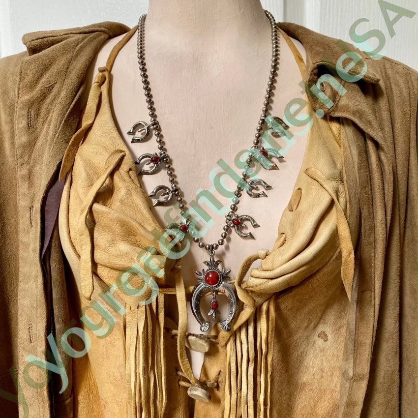 Vintage Silver Squash Blossom Necklace - Authentic Native American Jewelry for Women | Perfect for Boho Fashion, Weddings & Special Occasions