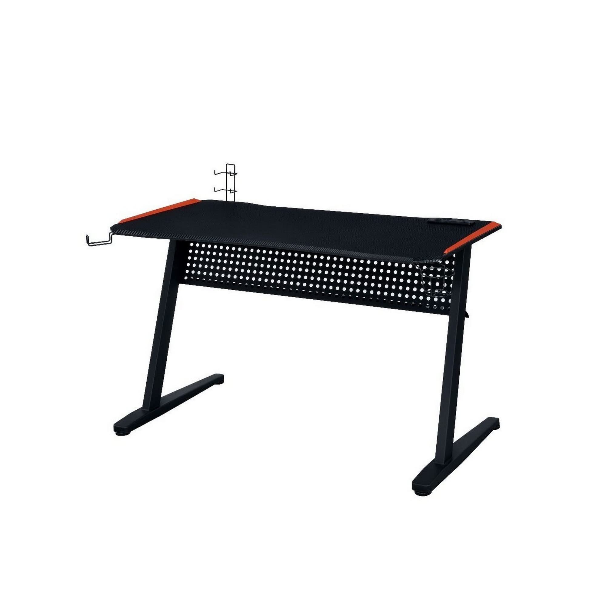 Benjara Black MDF Gaming Table with Cup Holders & Controller Stand - Perfect for PC, Console Gaming & Home Office Setup