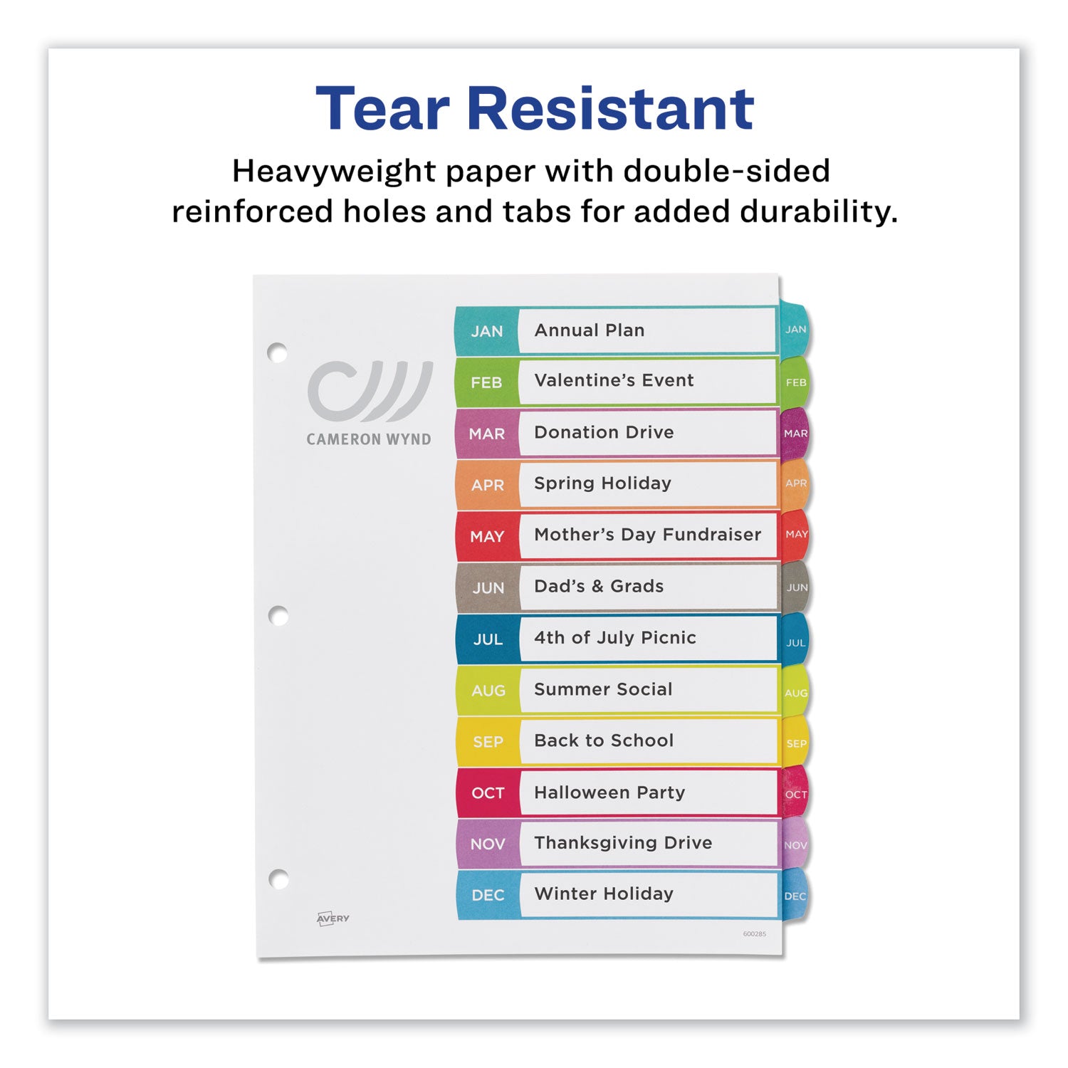 Avery Customizable TOC Ready Index Multicolor Tab Dividers - 12 Tabs (January to December), 11 x 8.5 Inches, White with Contemporary Color Tabs - Perfect for Office Organization, School Binders & Document Filing