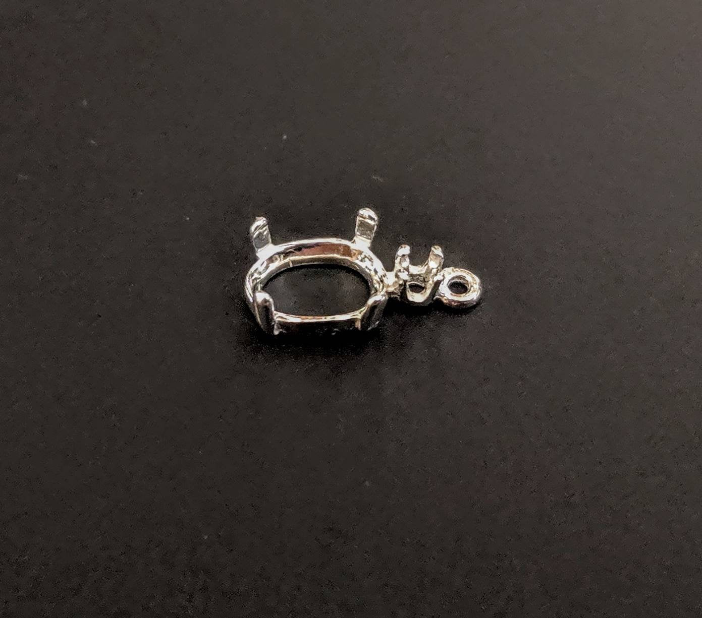 Solid Sterling Silver or 14kt Gold 7x5mm 10x8mm Oval Cabochon Dangle Earrings with Accent Setting - Elegant Jewelry for Women, Perfect for Weddings, Parties & Special Occasions
