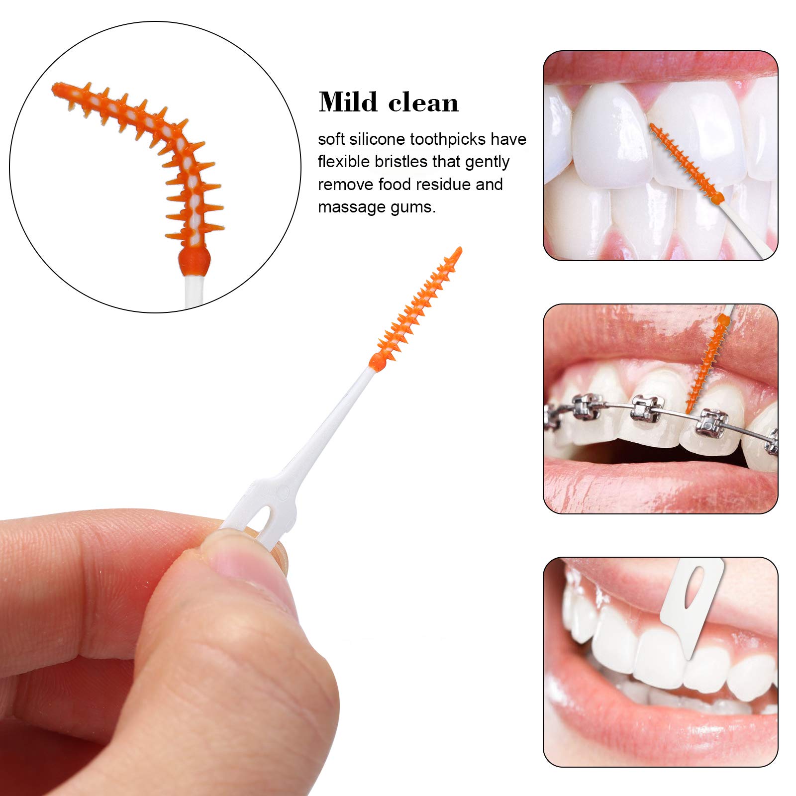 160PCS Interdental Brushes - Ultra Tight Bristles Dental Picks for Teeth Cleaning, Soft Silicone Toothpick Brushes for Plaque Removal - Perfect for Travel, Braces Care & Daily Oral Hygiene Routine