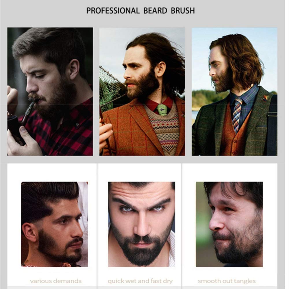 2 Pcs Men's Beard Brush - Natural Boar Bristles for Grooming & Styling - Perfect Gift for Dad