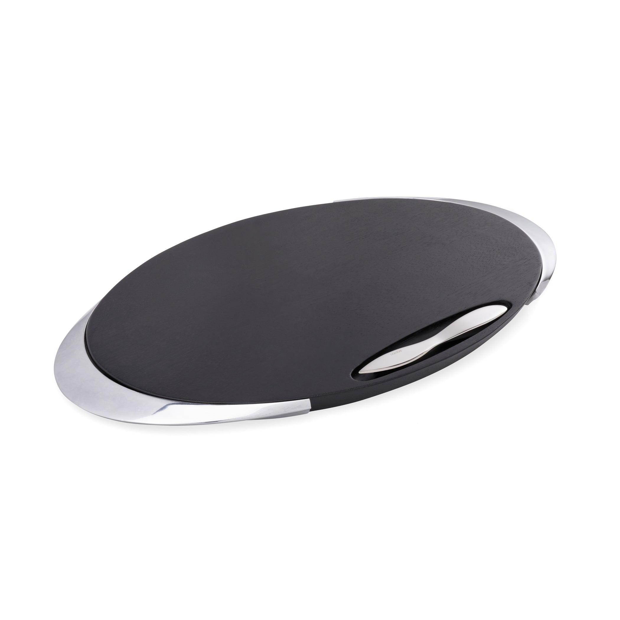 Premium Noir Cheese Board Set with Stainless Steel Knife - Elegant Charcuterie Serving Tray for Wine Parties, Gourmet Entertaining & Gift Giving
