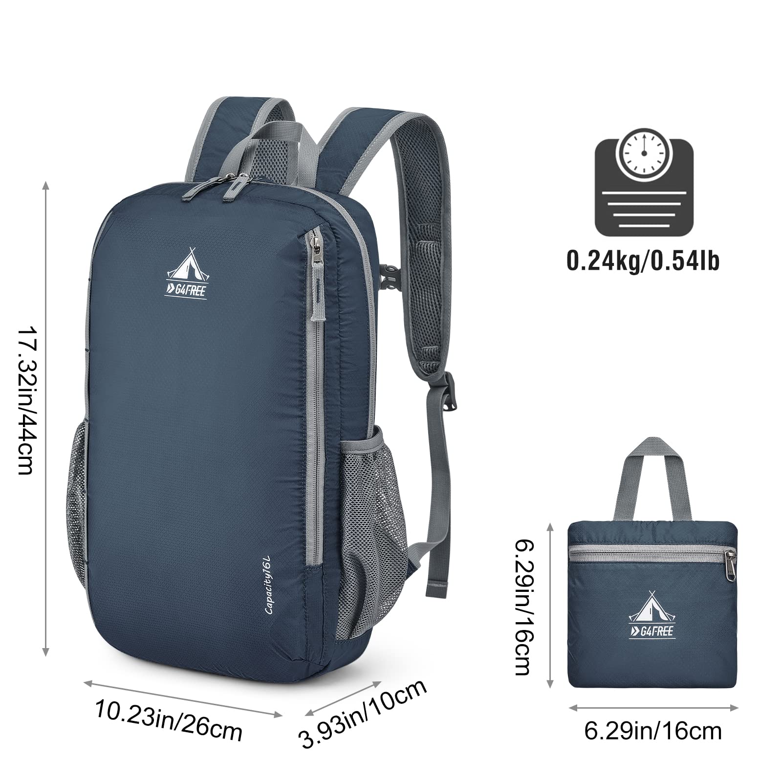 G4Free 16L Foldable Lightweight Hiking Backpack - Compact Outdoor Daypack for Camping, Hiking, Travel, Sports & Cycling | Perfect for Day Trips, Commuting & Outdoor Adventures