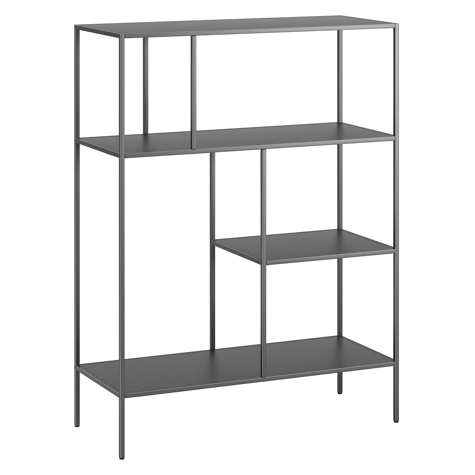 Henn&Hart 48 Inch Tall Rectangular Bookcase in Gunmetal Gray - Modern Bookshelf for Living Room, Bedroom, Office - Perfect for Home Decor, Storage & Organization