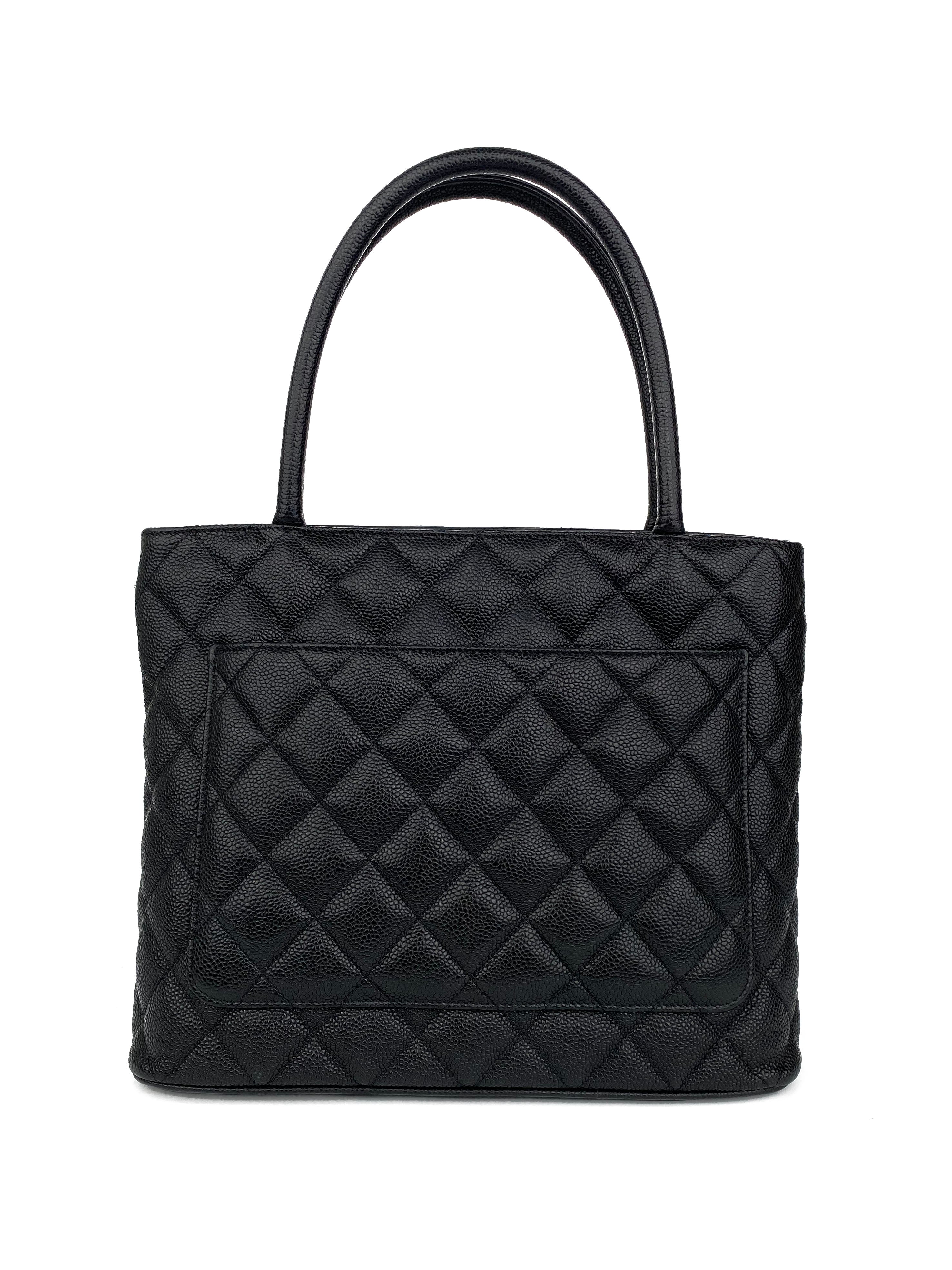Chanel Black Medallion Tote Bag for Women - Luxury Leather Shoulder Bag - Perfect for Work, Travel & Everyday Use