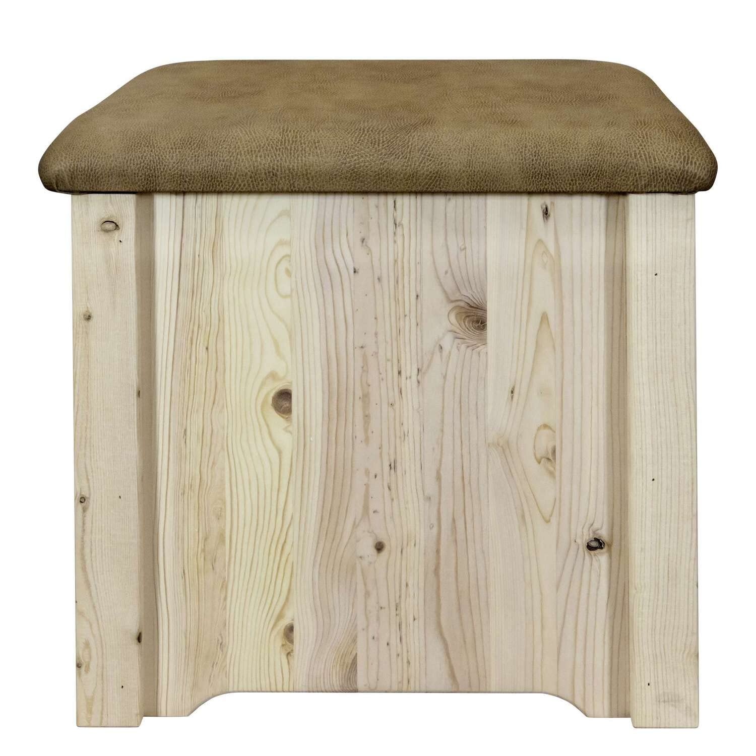 Montana Woodworks Homestead Collection Upholstered Storage Ottoman with Clear Lacquer Finish - Perfect for Living Room, Bedroom & Home Decor