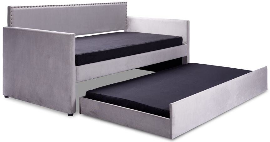 Modern Grey Carver Daybed with Trundle - Space-Saving Sleeper Solution for Guest Rooms, Kids' Rooms & Small Apartments