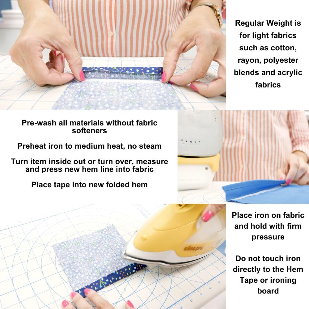 HeatnBond Hem Iron-On Adhesive - White Fabric Glue for Sewing & DIY Projects - Regular Weight Fusible Web for Clothing Repairs, Quilting & Crafts