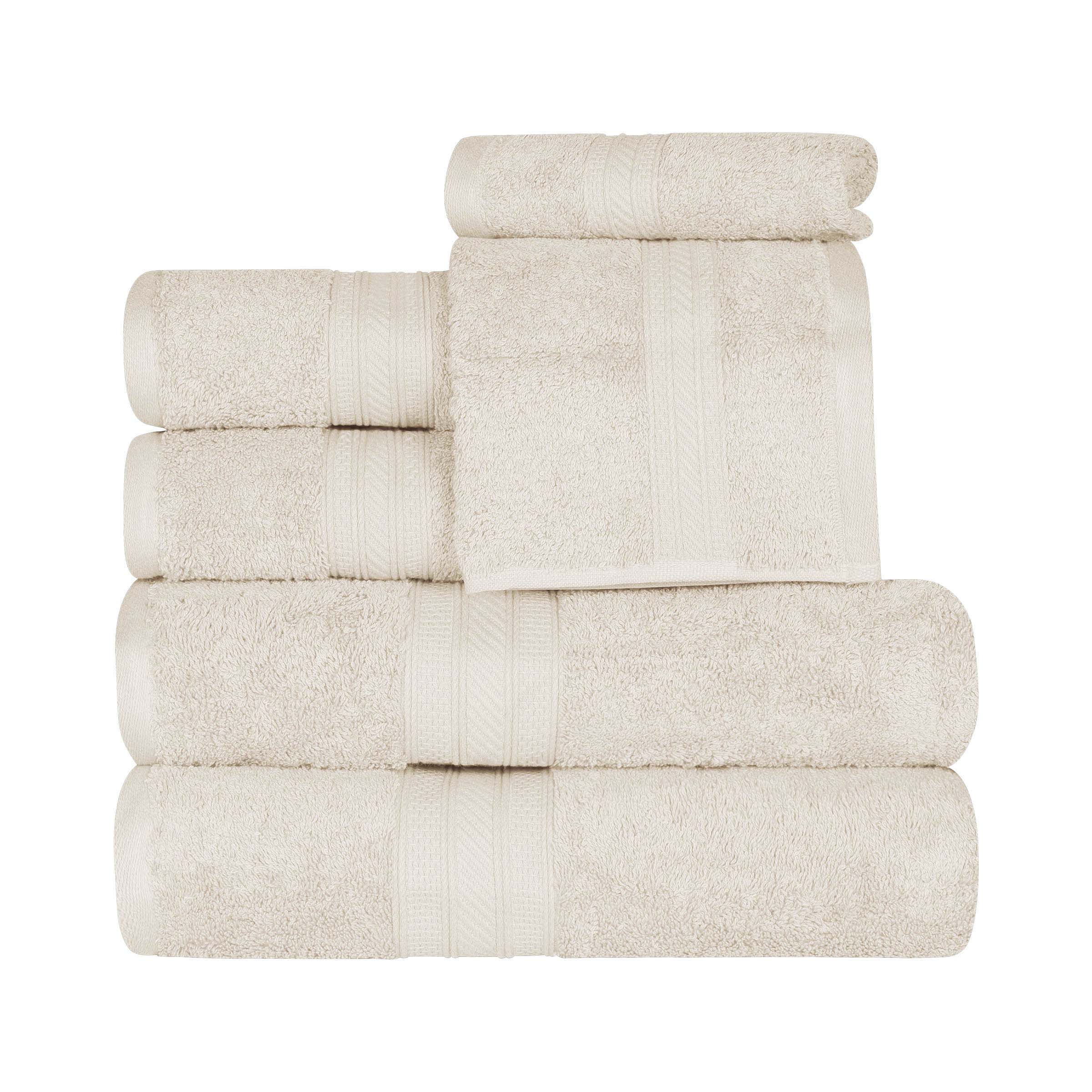Premium Atlas Cotton Plush Heavyweight Luxury 6-Piece Bath Towel Set - Ultra Soft & Absorbent for Spa, Hotel & Home Bathroom Use