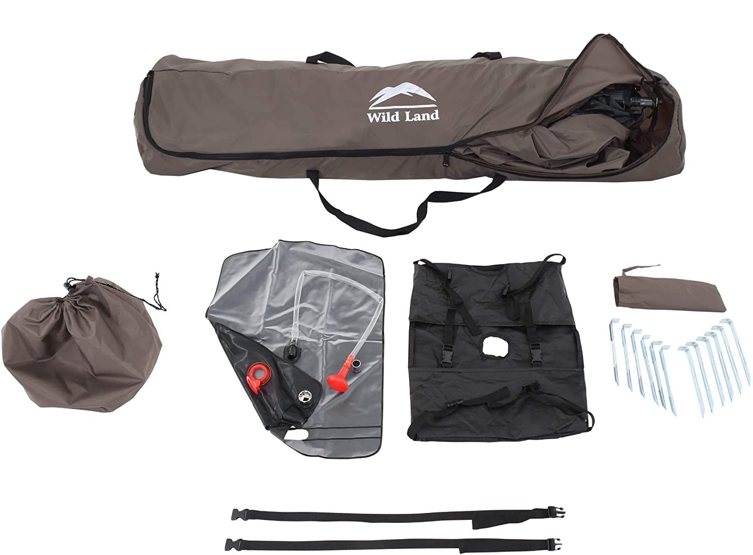 Overland Vehicle Systems 26019910 Wild Land Camping Gear - Portable Changing Room with Shower & Storage Bag for Outdoor Adventures, Hiking, and Beach Trips