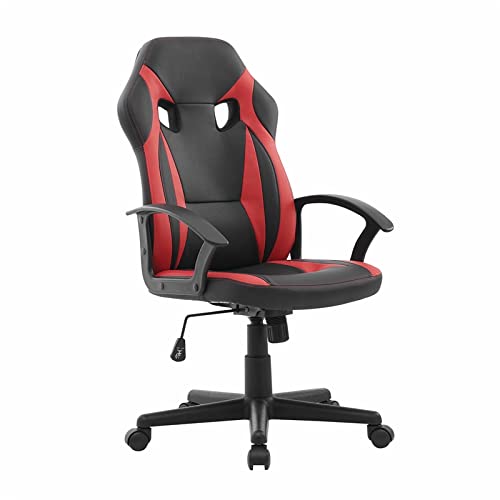 Linon Grayson Wood Gaming Office Chair - Ergonomic Red Wooden Computer Desk Chair for Home & Office Use - Perfect for Gaming, Working & Studying