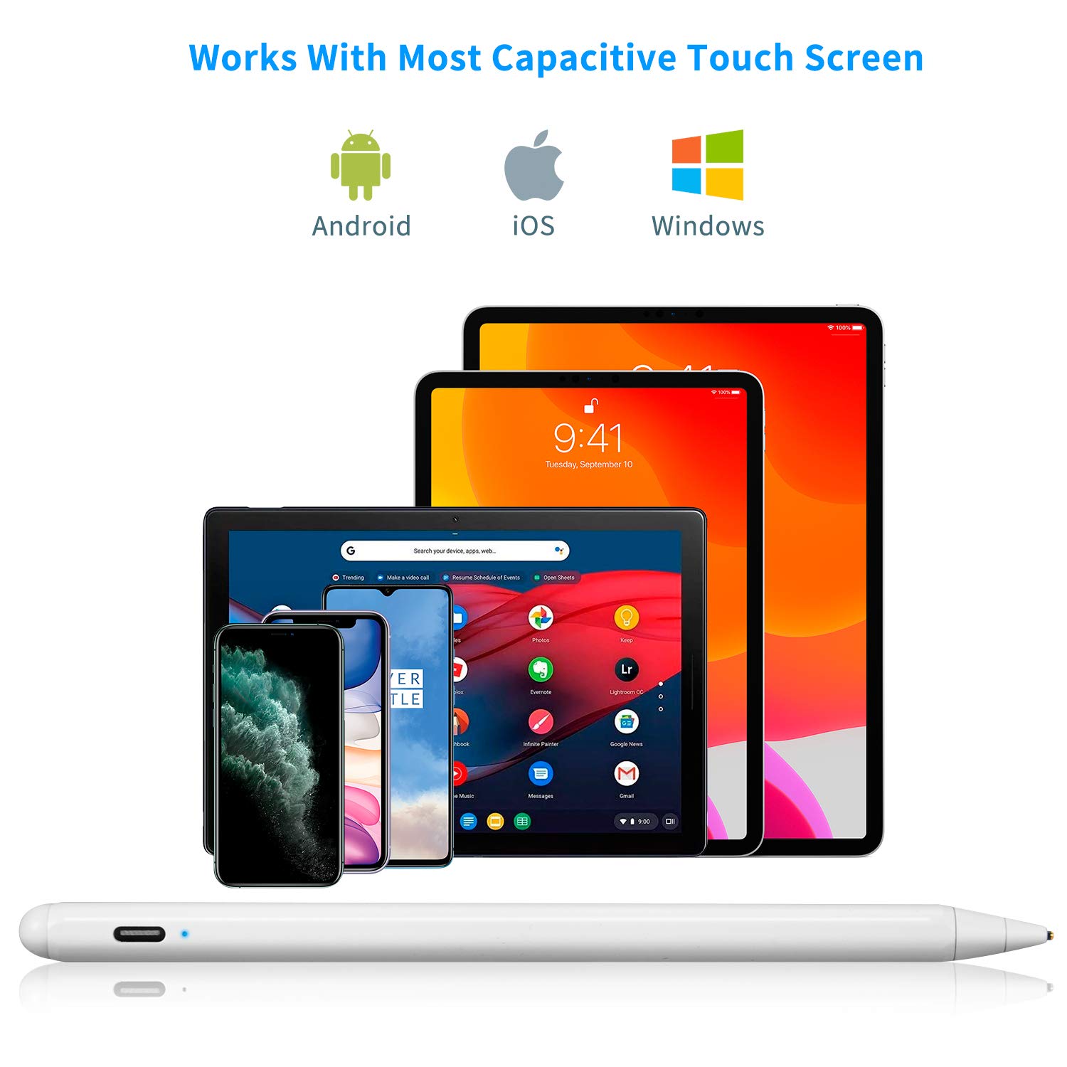 2022 HP Chromebook X360 Active Stylus Pen - Ultra Fine Tip, Rechargeable, Touch-Control for Drawing & Writing, White - Perfect for Students, Professionals, and Digital Artists