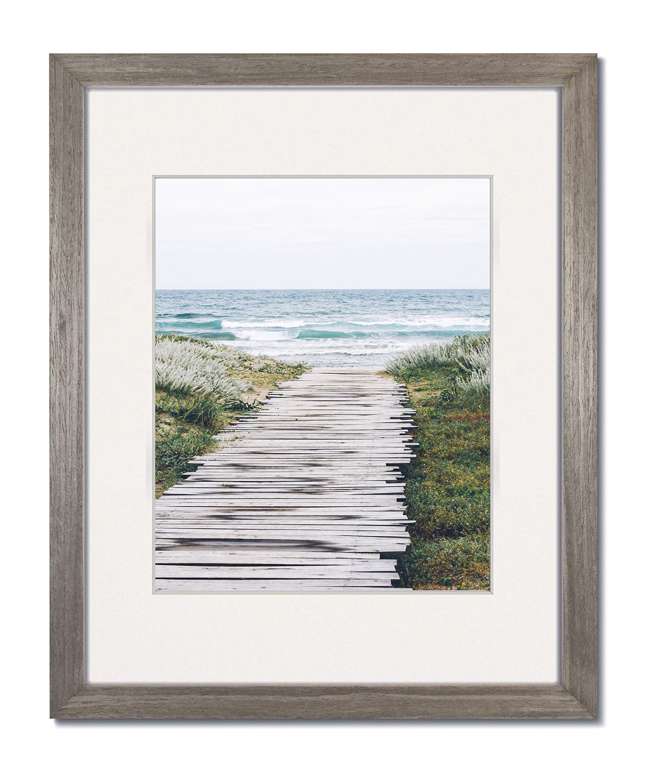 Set of 2 Light Grey 16x20 Picture Frames with Clear Glass & White Mat for 12x16 Photos - Perfect for Wall Decor, Living Room, Bedroom & Office Display