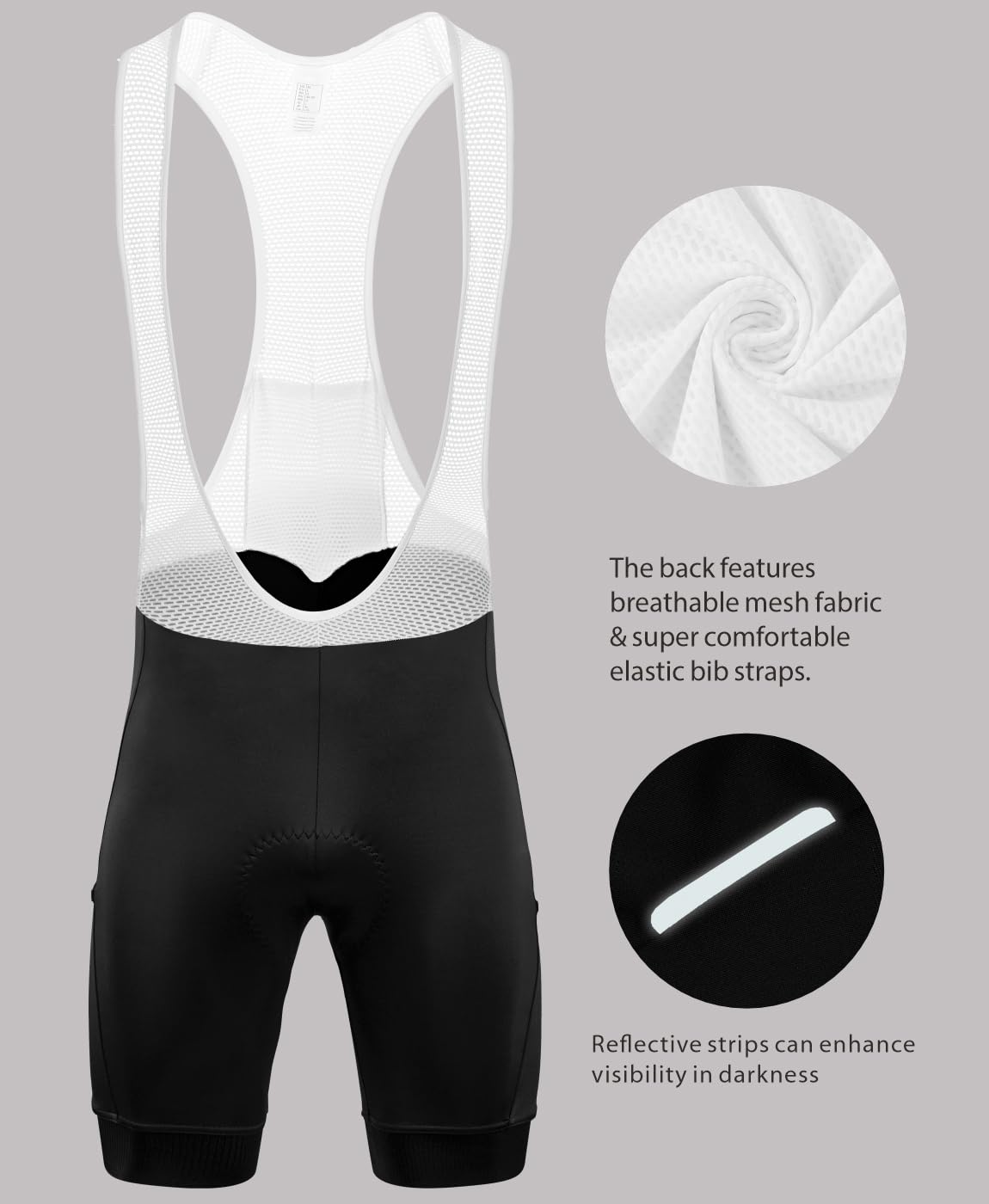 **Qualidyne Men's Cycling Bib Shorts - 4D Padded Road Bike Bibs with Pockets, UPF50+ Sun Protection - Perfect for Long-Distance Rides & Outdoor Training**