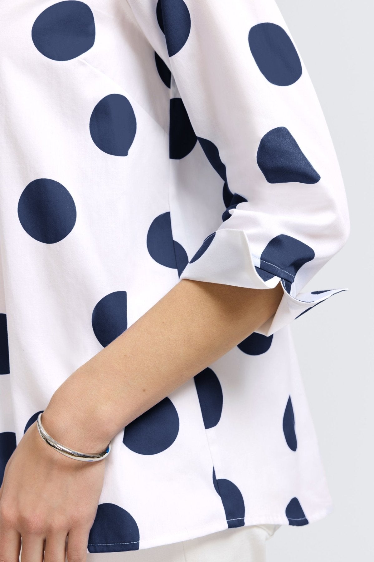 Agnes Springtime Dot 3/4 Sleeve Popover Blouse - Women's Floral Print Casual Top for Office, Date Night & Spring Outfits