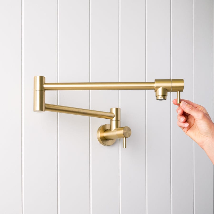 Brass Pot Filler Faucet - Brushed Nickel Finish for Kitchen Sink - Perfect for Cooking, Filling Pots & Pans Easily