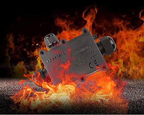 Waterproof Junction Box IP68 - Outdoor Electrical Junction Box with 4 Way M20 Coaxial Cable Connector (4-12mm Wire Range) - Black - Ideal for Outdoor Wiring, Garden Lights, and Marine Applications